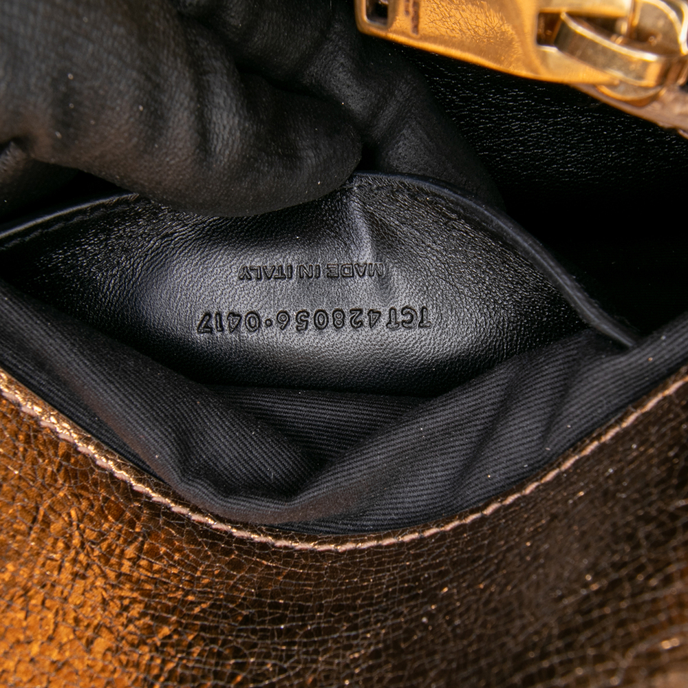 Pre-Loved Saint Laurent Medium Metallic Calfskin Chevron Monogram College Bag - Picture 6 of 12